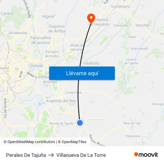 Perales De Tajuña to Villanueva De La Torre map