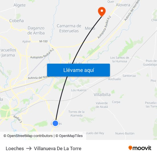 Loeches to Villanueva De La Torre map