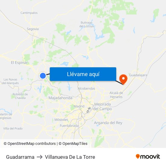 Guadarrama to Villanueva De La Torre map
