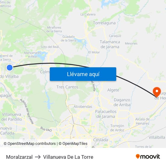 Moralzarzal to Villanueva De La Torre map