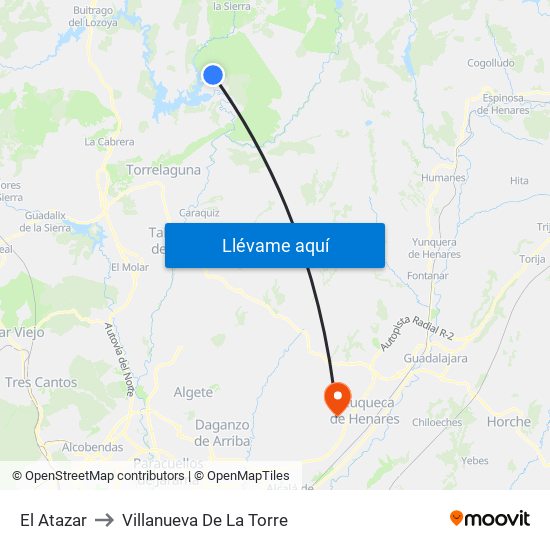 El Atazar to Villanueva De La Torre map