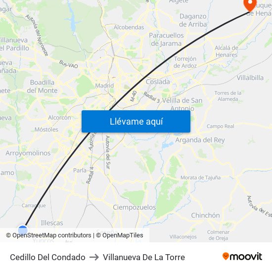 Cedillo Del Condado to Villanueva De La Torre map