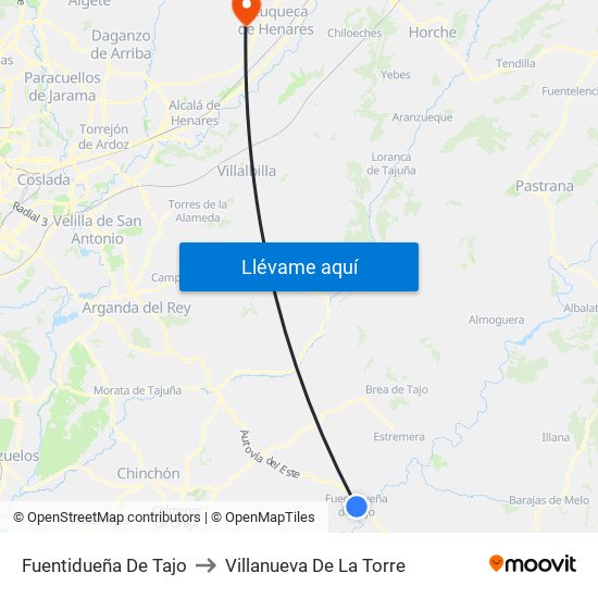 Fuentidueña De Tajo to Villanueva De La Torre map