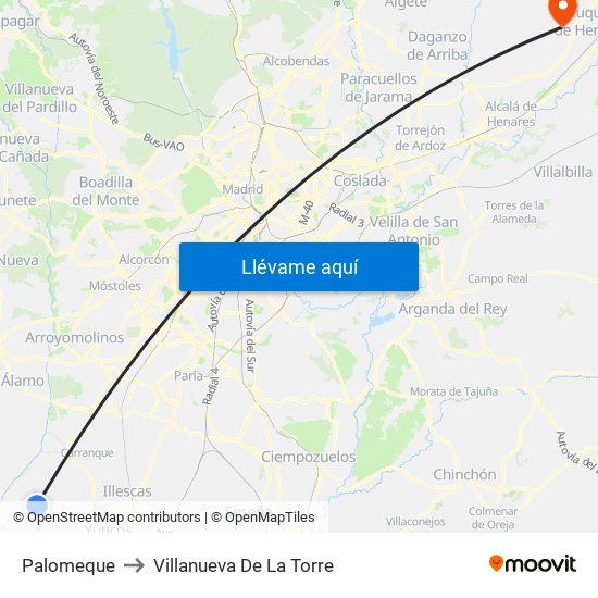 Palomeque to Villanueva De La Torre map