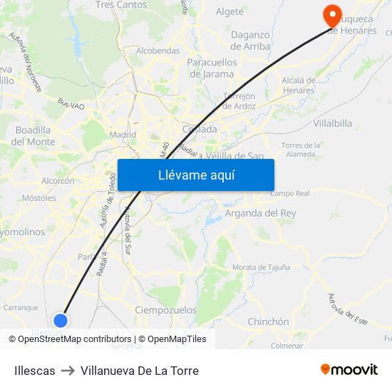 Illescas to Villanueva De La Torre map