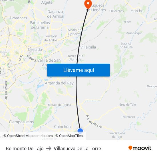 Belmonte De Tajo to Villanueva De La Torre map