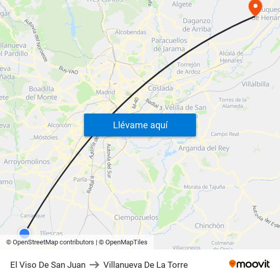 El Viso De San Juan to Villanueva De La Torre map