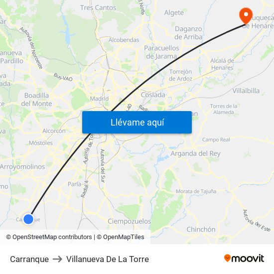 Carranque to Villanueva De La Torre map