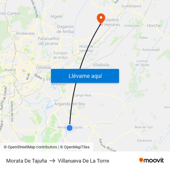 Morata De Tajuña to Villanueva De La Torre map