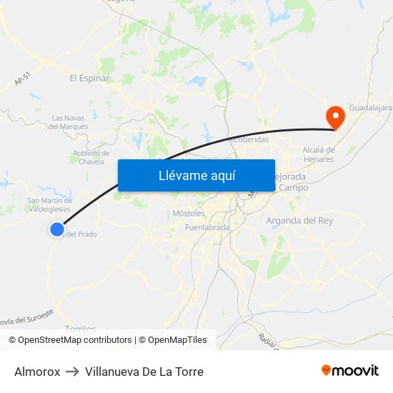 Almorox to Villanueva De La Torre map