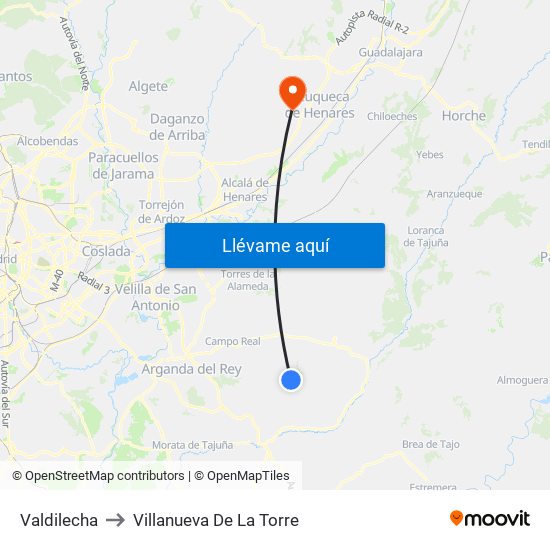 Valdilecha to Villanueva De La Torre map