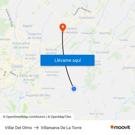 Villar Del Olmo to Villanueva De La Torre map