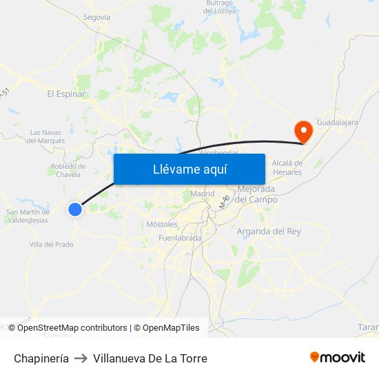 Chapinería to Villanueva De La Torre map