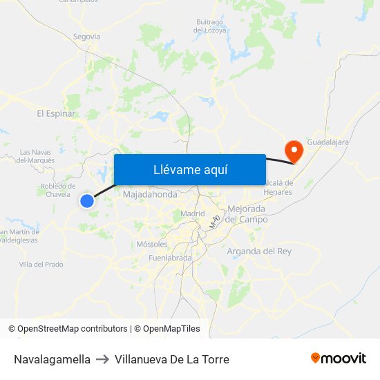 Navalagamella to Villanueva De La Torre map