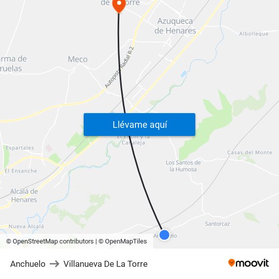 Anchuelo to Villanueva De La Torre map