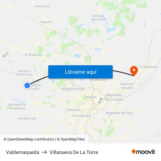 Valdemaqueda to Villanueva De La Torre map