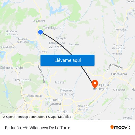 Redueña to Villanueva De La Torre map