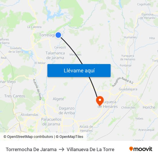 Torremocha De Jarama to Villanueva De La Torre map
