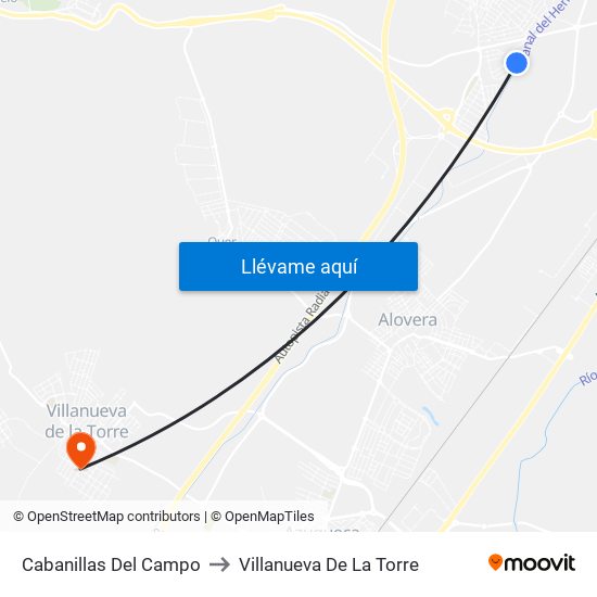 Cabanillas Del Campo to Villanueva De La Torre map