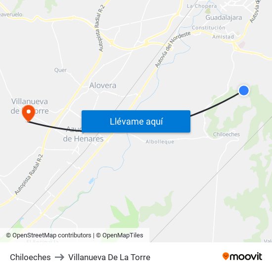 Chiloeches to Villanueva De La Torre map