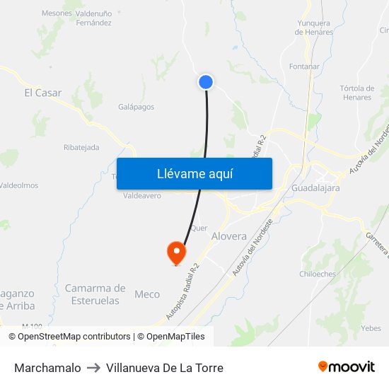 Marchamalo to Villanueva De La Torre map