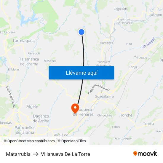 Matarrubia to Villanueva De La Torre map
