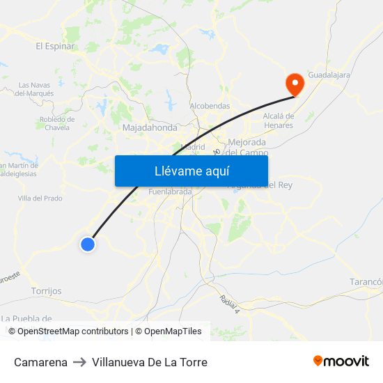 Camarena to Villanueva De La Torre map