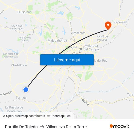 Portillo De Toledo to Villanueva De La Torre map