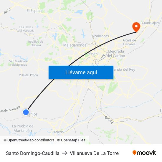 Santo Domingo-Caudilla to Villanueva De La Torre map