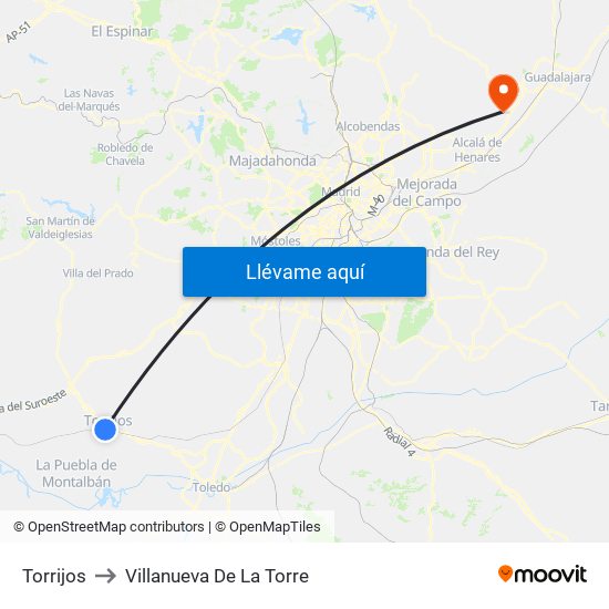 Torrijos to Villanueva De La Torre map