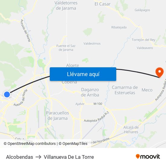 Alcobendas to Villanueva De La Torre map