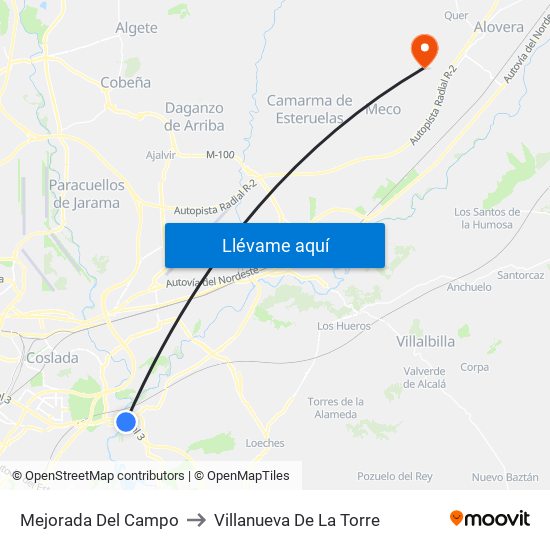 Mejorada Del Campo to Villanueva De La Torre map