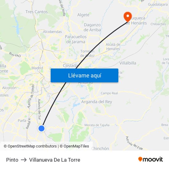 Pinto to Villanueva De La Torre map