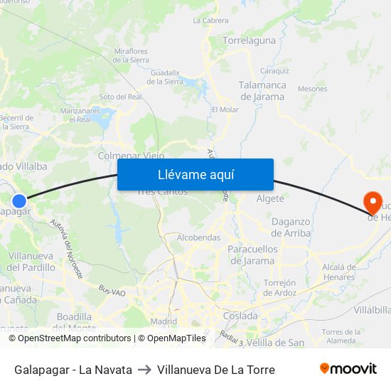 Galapagar - La Navata to Villanueva De La Torre map