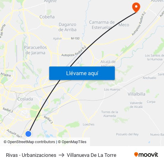 Rivas - Urbanizaciones to Villanueva De La Torre map