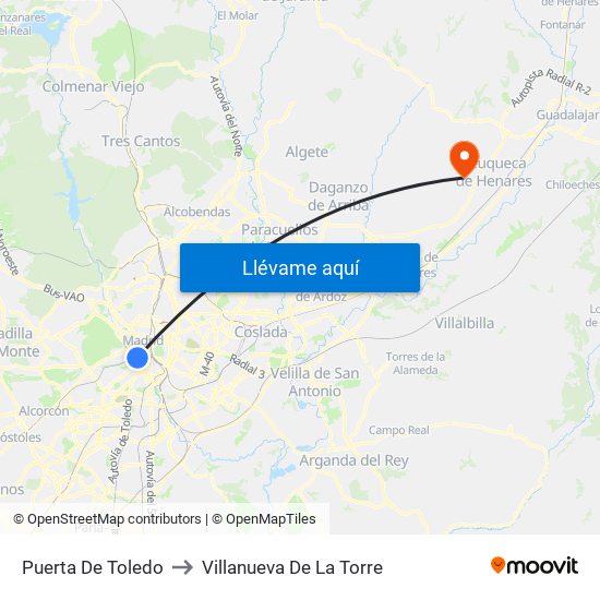 Puerta De Toledo to Villanueva De La Torre map