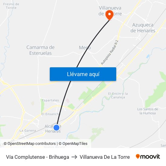 Vía Complutense - Brihuega to Villanueva De La Torre map