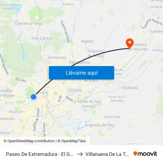 Paseo De Extremadura - El Greco to Villanueva De La Torre map