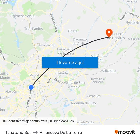Tanatorio Sur to Villanueva De La Torre map