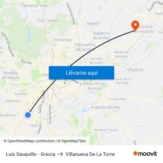 Luis Sauquillo - Grecia to Villanueva De La Torre map