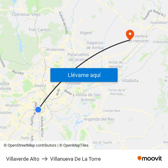 Villaverde Alto to Villanueva De La Torre map