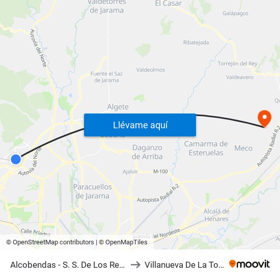 Alcobendas - S. S. De Los Reyes to Villanueva De La Torre map