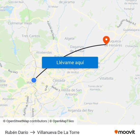 Rubén Darío to Villanueva De La Torre map