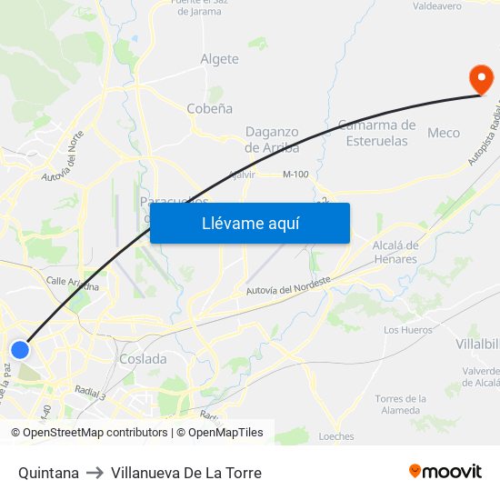 Quintana to Villanueva De La Torre map