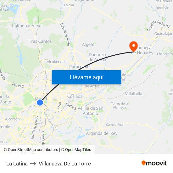 La Latina to Villanueva De La Torre map