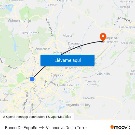 Banco De España to Villanueva De La Torre map