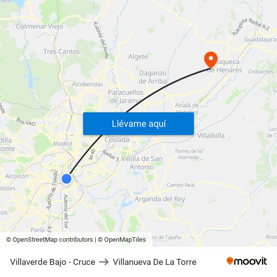 Villaverde Bajo - Cruce to Villanueva De La Torre map