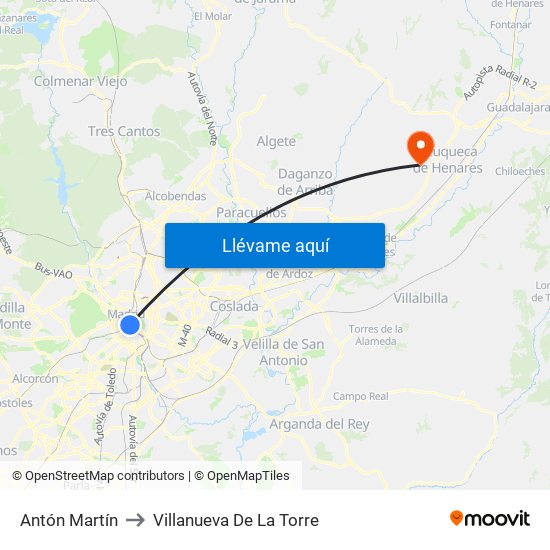Antón Martín to Villanueva De La Torre map