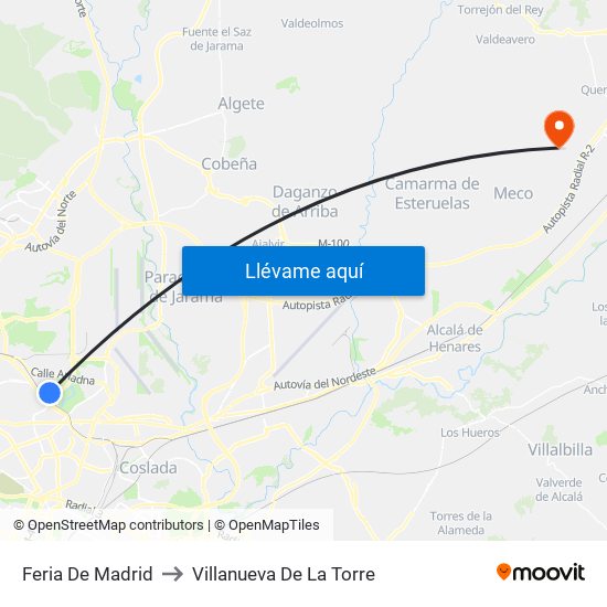 Feria De Madrid to Villanueva De La Torre map