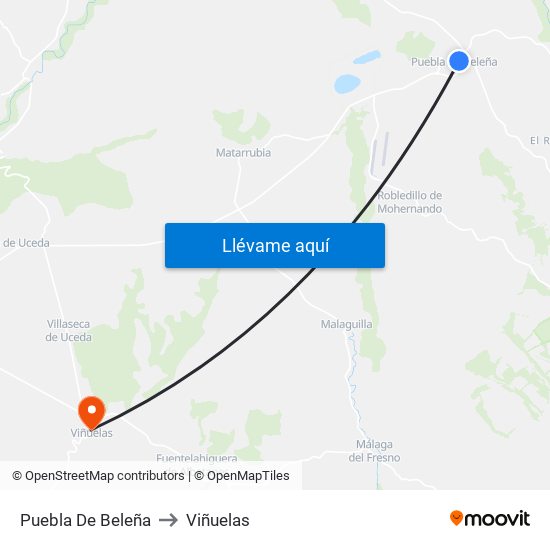 Puebla De Beleña to Viñuelas map
